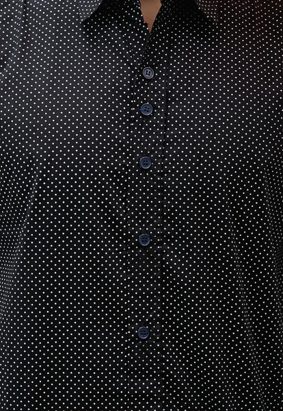 Black shirt store with white dots